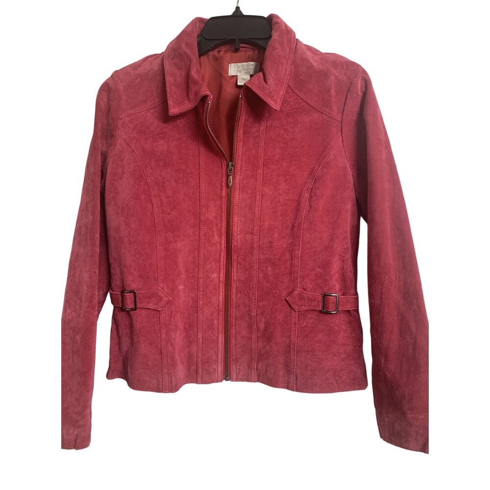 Vintage Christopher & Banks Pink Leather Cropped Jacket Size P/S